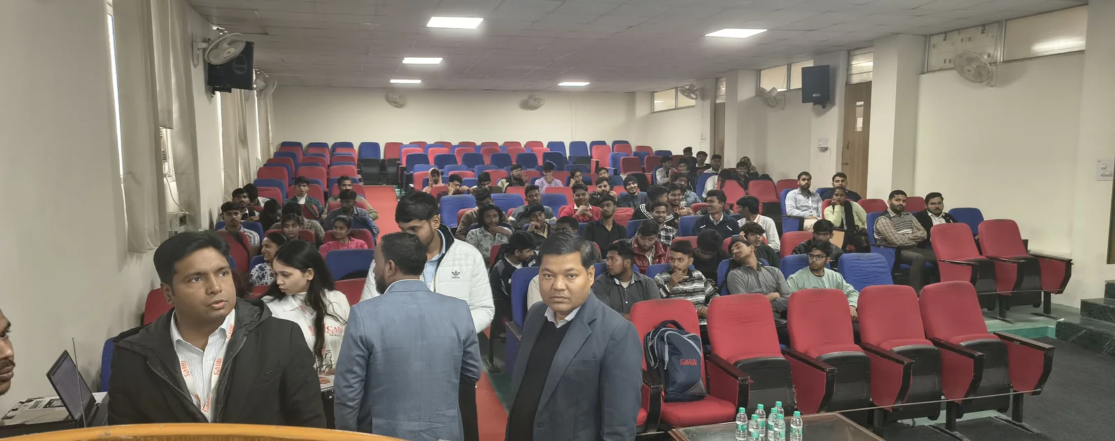 An industry session delivered to a full college auditorium