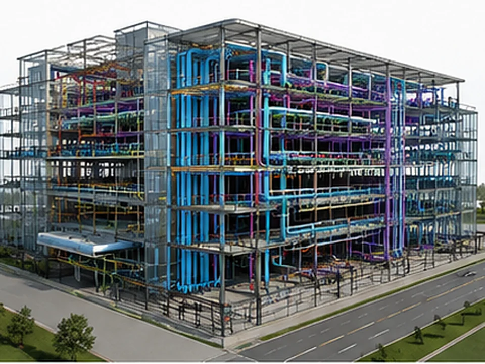 Integrated 3D building information model with architectural, structural and MEP systems
